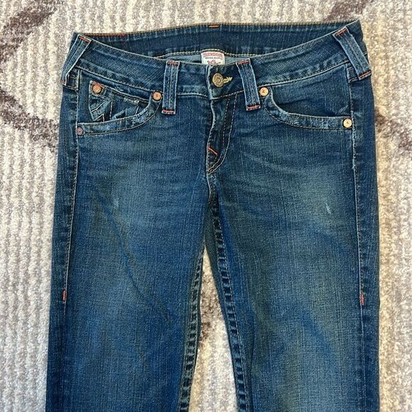 True Religion Blue Low Wasted Straight Leg Jeans Size 32 - Picture 2 of 5